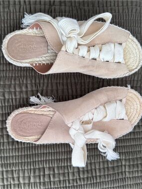 Chloe Cream Espadrille Wedge Sandals